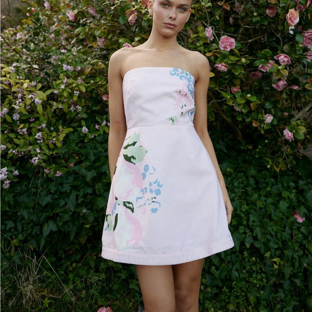 Aston Studio Strapless Floral Dress Size 4